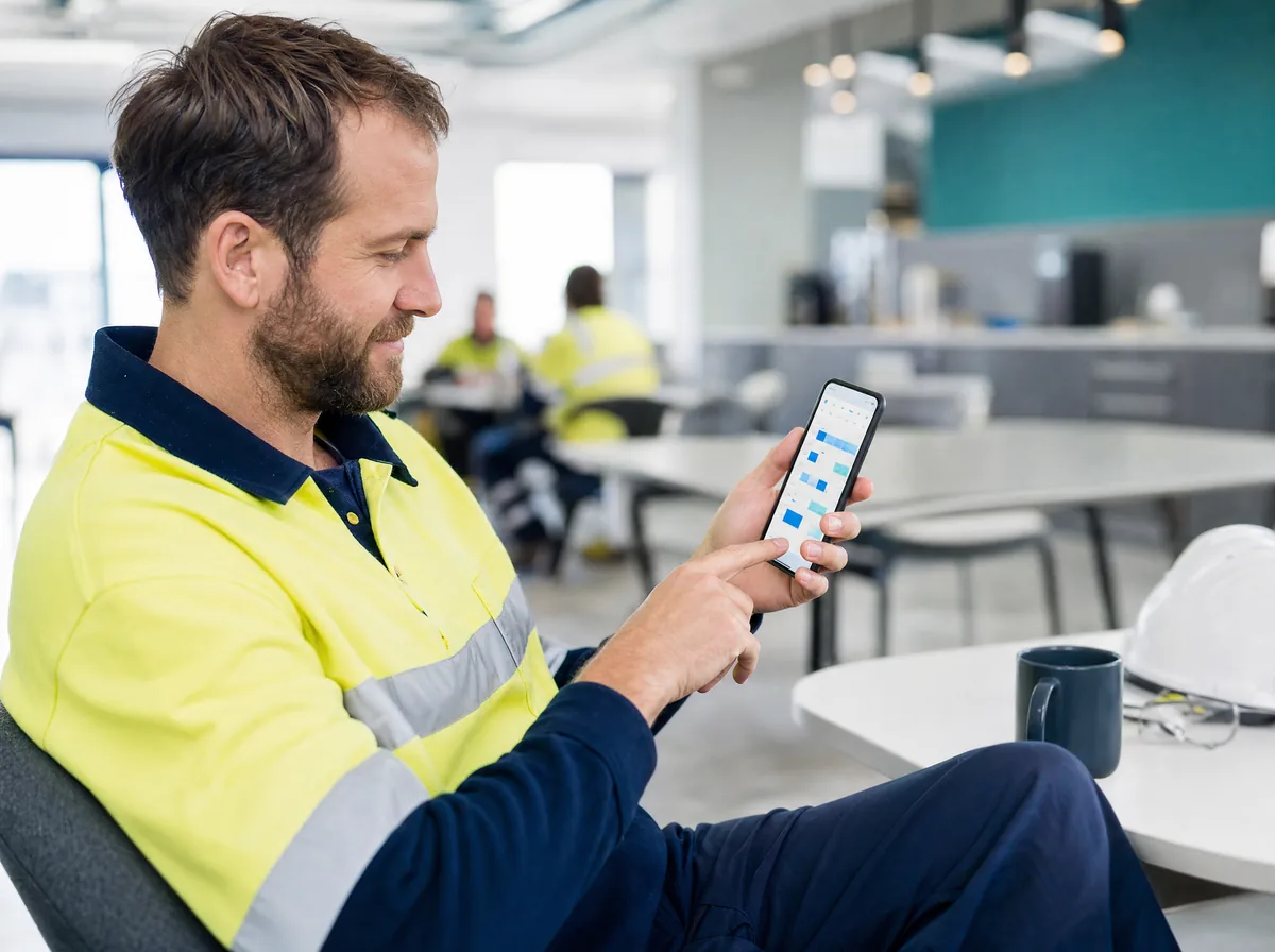 A workplace employee booking a health appointment on his phone