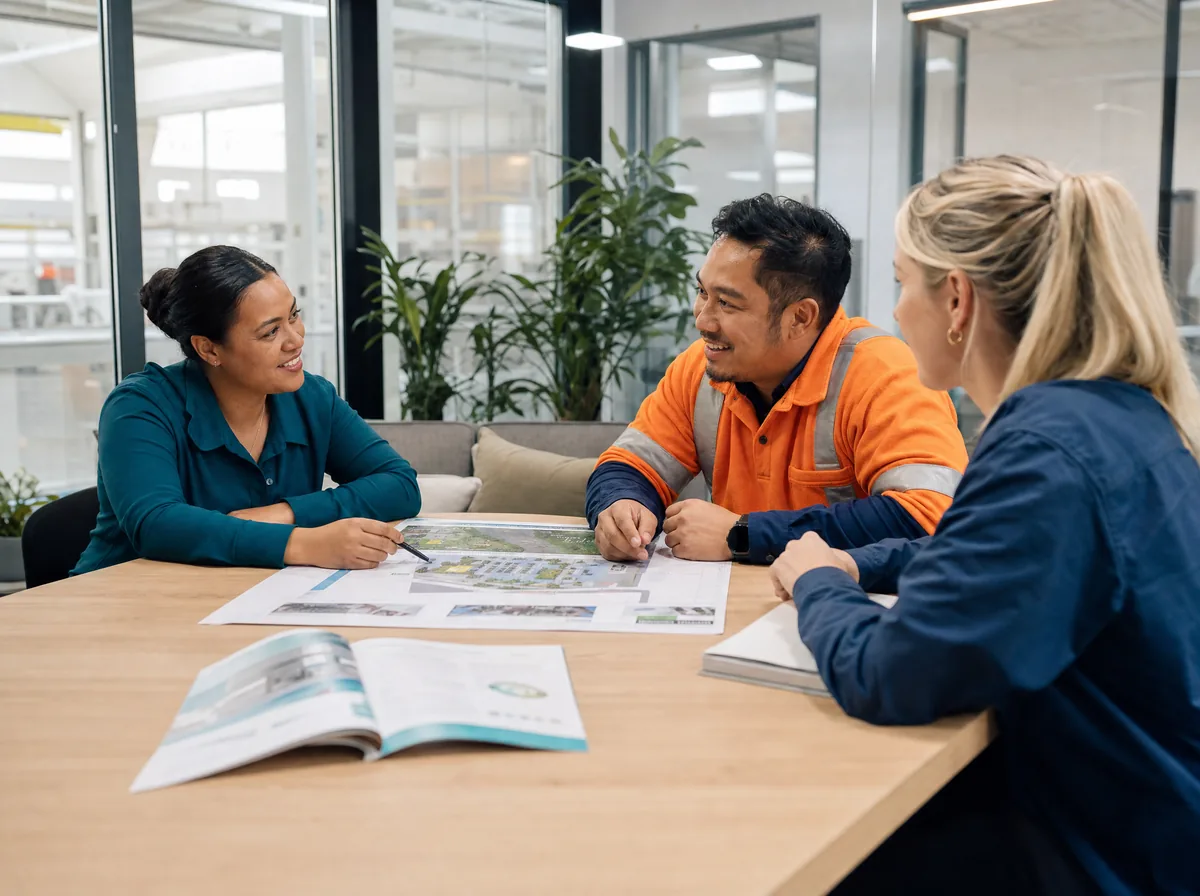 A workplace health consultant planning a programme with operations leaders