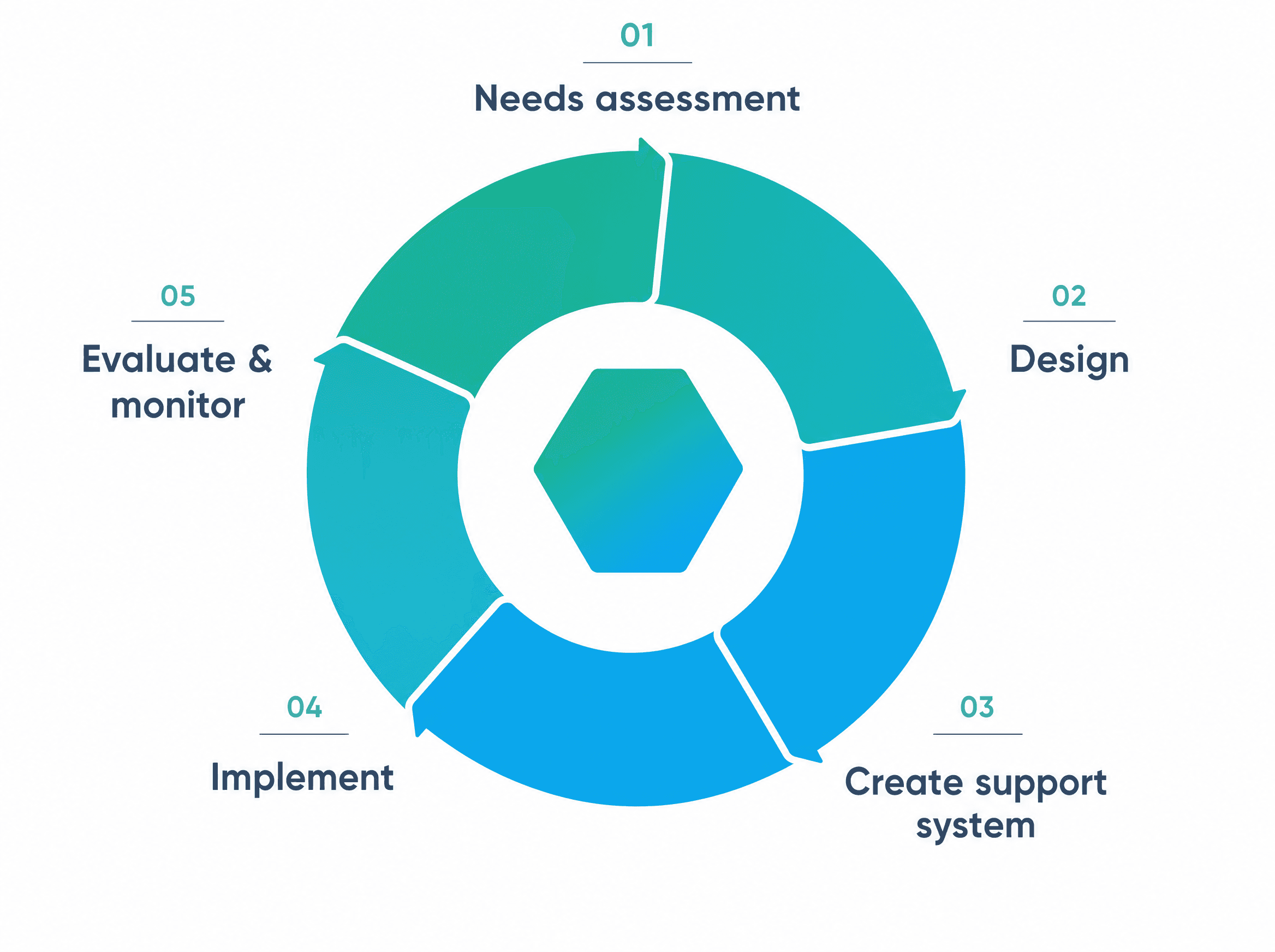 The Healthbox model: a five-step cycle of needs assessment, design, create support system, implement, then evaluate and monitor